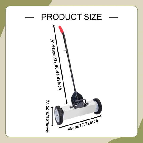 18 Inch Hand Push Metal Sweep Broom Adjustable Handle Cart For Workshop Debris Cleaning Aluminum Construction Smooth Rolling Efficient Floor Sweeper For Shavings And Scraps Super Duper Handy Tool