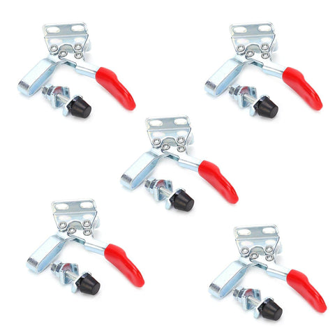 Pro Grade Heavy Duty Hold Down Toggle Clamps for Woodworking and Jigs and Fixtures, red handle, alloy steel