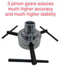 5C Collet Chuck And Holder Kit with semi finished adapter, showing three pinion gears for precision and stability, lathe tool