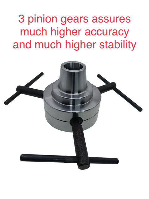 5C Collet Chuck And Holder Kit with semi finished adapter, showing three pinion gears for precision and stability, lathe tool
