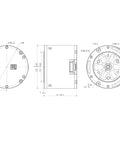 Technical drawing of Dual Encoder Servo Motor With Next Gen Feedback For Precise Motion In Robotics, Automation, And Industrial Controls.