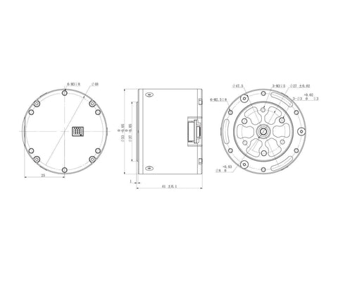 Technical drawing of Dual Encoder Servo Motor With Next Gen Feedback For Precise Motion In Robotics, Automation, And Industrial Controls.