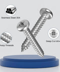 247 Piece Pan Head Wood Screw Set For Home DIY Projects, Stainless Steel 304 Self Tapping Screws, Phillips Drive on display