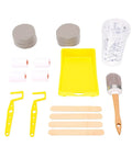 Complete Paint Brush And Roller Set For Furniture And Cabinet Painting Featuring Mini Foam Rollers Mixing Cups And Liners includes rollers, tray, and brush.