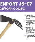 Heavy Duty Hoe And Fork Garden Tool Combo with carbon steel blade and 4 prong fork for weeding and soil trenching, Japanese style