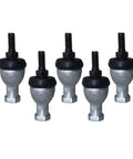 Five Heavy Duty Straight Ball Joints with M10x1.5 Right Hand Thread, durable zinc alloy and rubber material for power tools.