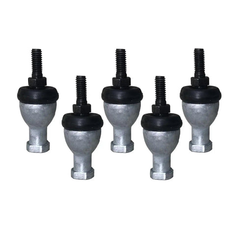 Five Heavy Duty Straight Ball Joints with M10x1.5 Right Hand Thread, durable zinc alloy and rubber material for power tools.