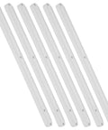Six Piece Set Of White Plastic Drawer Slides For Kitchen Cabinets Featuring Precision Groove Tracks for smooth glide assembly.