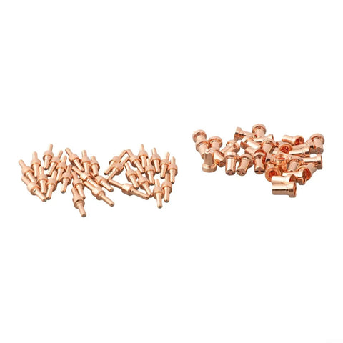 60-Piece Plasma Cutter Consumables Kit Fits PT-31 CT312 Cut 50 50A featuring pure copper nozzles and electrodes for optimal performance.