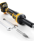 Heavy Duty Die Grinder Cranking 25000 Rpm With Quarter Inch Collet Plus Carbide Bit, includes wrenches and carbide bit.