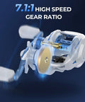 Centron Lite Baitcasting Fishing Reel Combo 7 Foot Medium Heavy Left Handed Two Piece With IM6 Graphite Blank White Finish