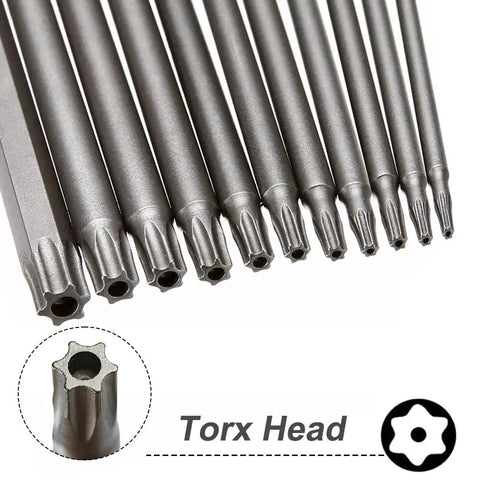 Tough As Nails Extra Long Torx Magnetic Screwdriver Bit Set forged from premium S2 alloy steel with Torx heads.