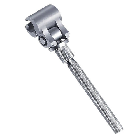 Adjustable Stainless Steel Door Hinge Wrench For Quick Sagging Doors Repair shown in silver with knurled grip handle