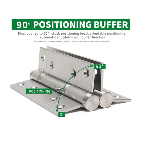Two Pack Ball Bearing Butterfly Butt Self Closing Door Hinges Stainless Steel 5 Inch Adjustable For Wooden Interior Doors Spring Loaded Auto Close Smooth Operation Heavy Duty Mounting Ready positioned at 90 degrees with buffer feature.