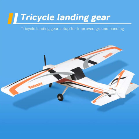 RC Plane Ranger Trainer With 850 Millimeter Wingspan 33.4 Inch 4 Channel Beginner Friendly PNP Reflex V3 featuring tricycle gear