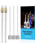 Wine Bottle Torch Wick Kit 3 Pack For Outdoor Lighting And DIY Torch Decor Easy Continuous Burn Wicks For Garden Patio Backyard Torches Oil Lamp Replacement Wick Hardware with brass mounts and covers