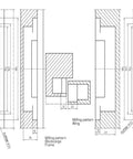 Technical drawing of a 3D Rebated Door Adjustable Concealed Residential Hinge for Interior Doors, showing dimensions and milling patterns.