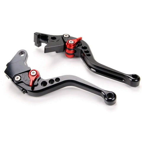 Sick Adjustable Brake And Clutch Levers Fit Yamaha Raptor 660 700 YFZ450 Banshee Blaster Anodized Aluminum with red adjustment.