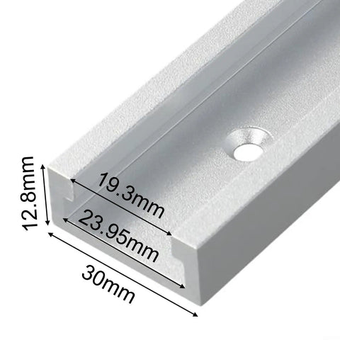 Lightweight Aluminum T Track For Woodworking 19mm Miter Bar T-Slot Rail 30mm width with measurements shown