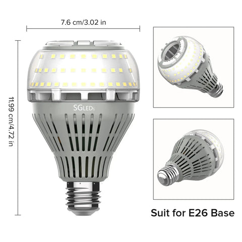 A21 LED Light Bulbs 2 Pack 250W Equivalent, 5000K Daylight White, 4000 Lumens, E26 Ceramic Technology, detailed view
