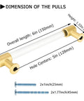 Dimensions of Brushed Brass Cabinet Pulls 25 Pack Six Inch Acrylic Drawer Handles Gold Kitchen Cabinet Hardware