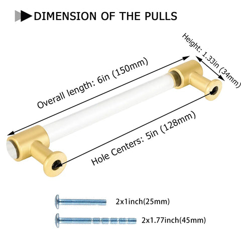Dimensions of Brushed Brass Cabinet Pulls 25 Pack Six Inch Acrylic Drawer Handles Gold Kitchen Cabinet Hardware