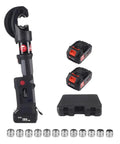 Massive 120K New Electric Hydraulic Cable Crimping Tool With Dual Batteries, 18V cordless design with attachments in case.