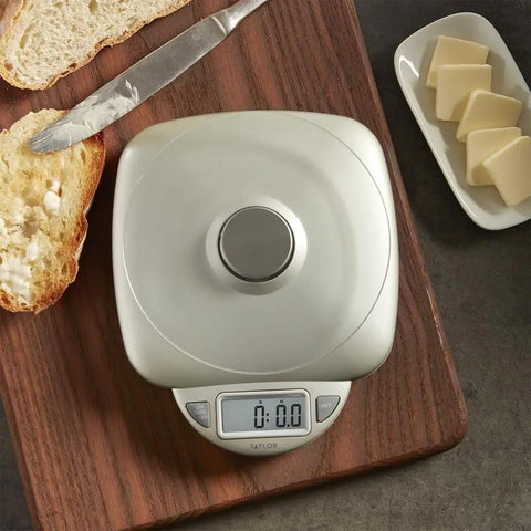 Digital Glass Top Kitchen Scale With 11 Lb Capacity And LCD Display, ultra accurate fast readout, easy to clean silver finish