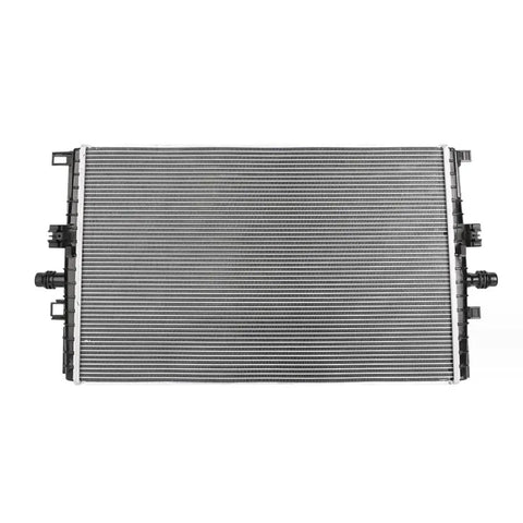Top Shelf Aluminum Battery Coolant Radiator Assembly For Tesla Model 3 And Model Y 2020 To 2023 front view with precision machined ports.