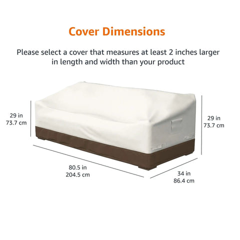 3 Seater Outdoor Patio Sofa Cover Waterproof UV Resistant Windproof Weatherproof Protector Beige Tan Durable Polyester