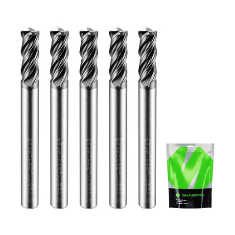 Three Sixteenth Inch Shank Carbide Square End Mill 4 Flute CNC Cutter 5 pack for alloy steel and cast iron machining