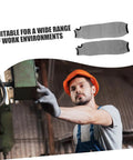 Tough As Nails Cut Resistant Arm Sleeves With Thumb Hole Grip Breathable Mesh Work Guards for Mechanics, grey, shown in use.