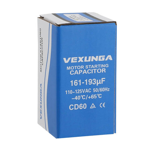 Packaging of Plug And Play Round Motor Start Capacitor CD60 Replacement, 161-193 MFD, 110-125 VAC, 50/60 Hz, Single Phase