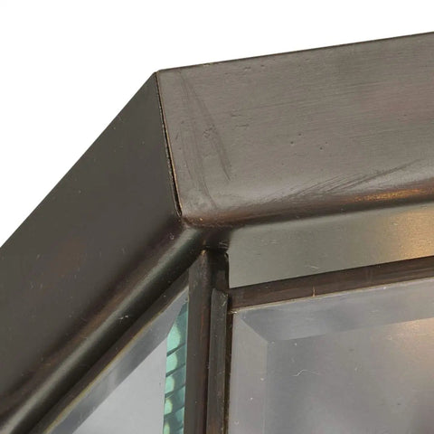 Close-up of 4 Light Beveled Glass Close To Ceiling Indoor Light Fixture in Antique Bronze with Clear Geometric Panels, Model P5789 20