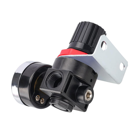 Air Pressure Regulator For Pneumatic Tools One Quarter Inch PT 0 To 150 Psi With Pressure Gauge And Mounting Bracket
