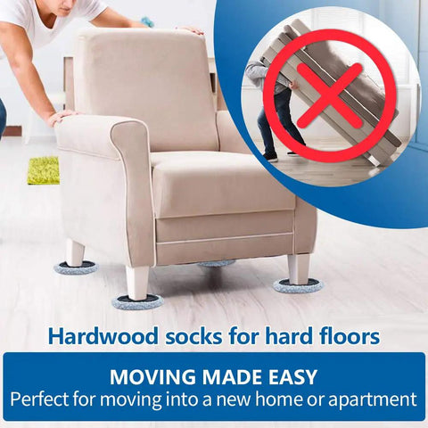 Multi Surface Furniture Sliders 2 In 1 Moving Pads 8 Piece Pack With Four Carpet Sliders And Four Hardwood Socks under chair inside
