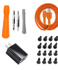 All In One Doorbell Charger For Ring ADT Aiwit Cameras With Included Screwdriver Tool Kit - Set with charger, screws, cables.