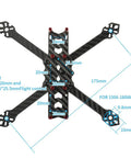 Top view of F4 X1 175mm FPV Racing Drone Frame Kit Carbon Fiber Quad Frame Rack For DIY RC Drones 4 Inch Propellers Build