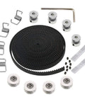 GT2 Timing Belt Kit 5M Long 6mm Wide 20 Teeth 5mm Bore Pulley Wheel With Idler Tensioner Spring Torsion Gear Clamp Mount Block And Allen Wrench
