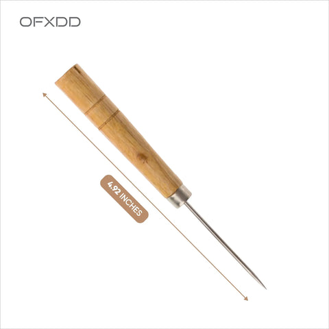 Heavy Duty Woodworking Scratching Awl A Kickass Leather Stitching Tool with 4.92 inch ergonomic wood grip for crafting.