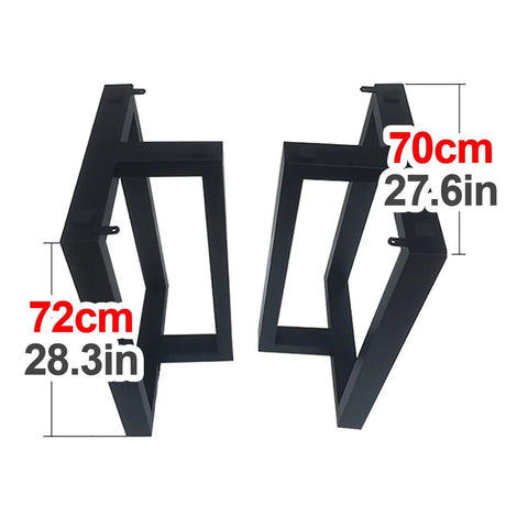 Heavy Duty Steel Table Legs Tough As Nails Industrial Powder Coated Frame For Desk Dining Coffee Table With Adjustable Rubber Feet Smooth Welded Joints Easy Peasy Assembly, showing dimensions 70cm and 72cm.