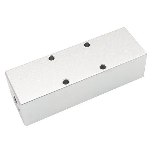 Three Way Pneumatic Manifold Air Distribution Block With Large Capacity Five Port Configuration One Half Inch NPT Supply Port And One Quarter Inch NPT Out Port Mounting Hole Aluminum Alloy Silver Finish
