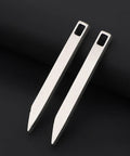 Two stainless steel everyday carry keychain pry bar and bottle opener tools, small multitool for EDC, heavy duty crowbar, rust resistant.