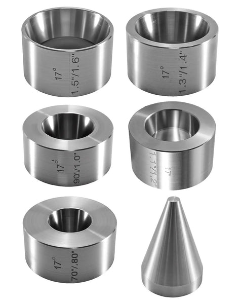 17 Degree Pro Grade Folding Reduction Die Set 5 Piece with Folding Cone Self Centering Stainless Steel Stabilizer Coin Making Tool
