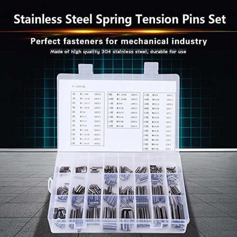 280 Piece 304 Stainless Steel Roll Pin Assortment Kit With Metric Slotted Spring Pins M1.5 To M8 in a plastic organizer