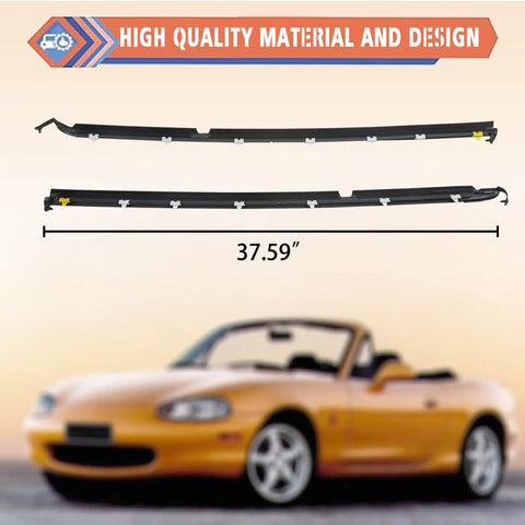 Left And Right Outer Door Window Molding Trim Weatherstrip Seal Belt For Mazda Miata 1990 2005 Replacement Parts NA01 58 810F NA01 59 810F Durable Weather Sealing, shown with Mazda Miata model