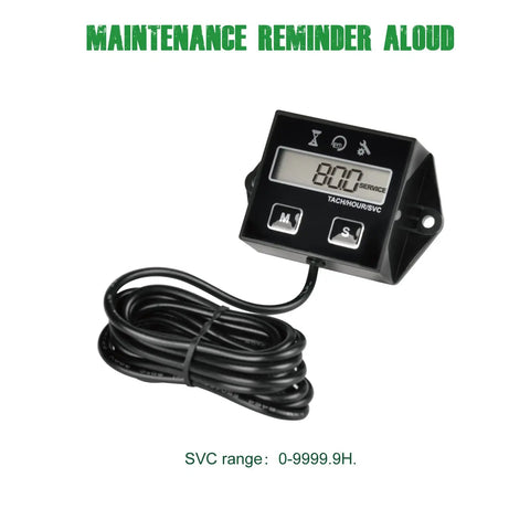 Digital Inductive Tach Hour Meter With RPM Gauge For Lawn Mower Scooter Dirt Bike Tractor Generator Air Compressor Marine