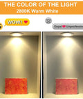 Comparison of two lighting setups showing 2800K warm white illumination by Six Pack MR16 Halogen Bulbs 50W 12V GU5.3 Base.