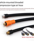 Top Shelf Universal Rotary Screw Air Pump Extension Hose For Car Trucks SUV Tires Thread Connector With Easy Twist Install Take Off Screw On Inflation Tube Tool, 8mm thread