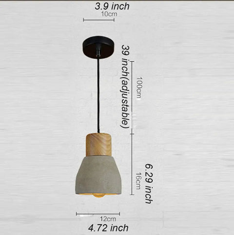 Gray Cool Concrete Pendant Light For Dining Room And Kitchen Bar Nordic Industrial Hanging Light Fixture with 100cm adjustable chain.